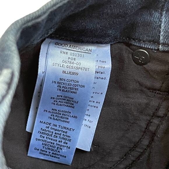 GOOD AMERICAN GOOD CURVE CURTAIN HEM SKINNY JEANS BLUE859 NWT Size 0 - Picture 8 of 8